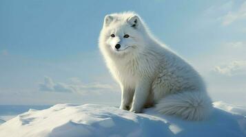 AI generated Arctic white fox hd wallpaper photo