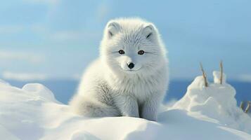 AI generated Arctic white fox hd wallpaper photo