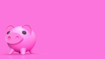 The pink piggy bank for earn or saving concept 3d rendering. photo