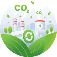 Carbon credit concept illustration, CO2 emission reduction from factory and industrial png