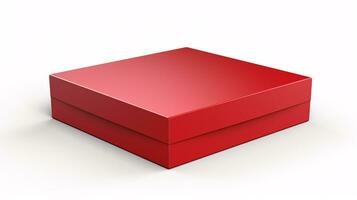 A 3D illustration of a red, vacant, square carton on a plain white background, used for designing presentations. photo