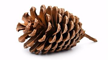 Isolated, brown pinecone on a white backdrop. photo