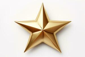 A Close-Up Gold Star Render, isolated atop a pristine White Background. photo