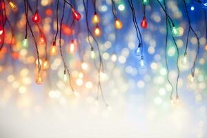 Isolated festive lights against a blank canvas. photo