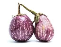 Two violet aubergines with white stripes photo