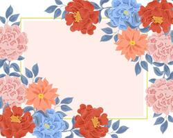 Hand Drawn Vintage Peony Rose Flower Border vector