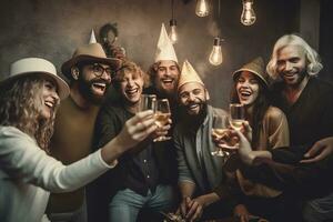 AI generated a group of people celebrating at a party photo