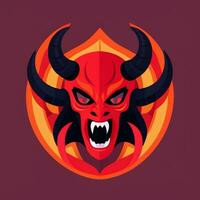 AI generated Demon Icon Avatar Gamer Clip Art Sticker Decoration Simple Background photo