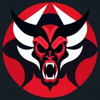 AI generated Demon Icon Avatar Gamer Clip Art Sticker Decoration Simple Background photo