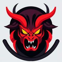 AI generated Demon Icon Avatar Gamer Clip Art Sticker Decoration Simple Background photo