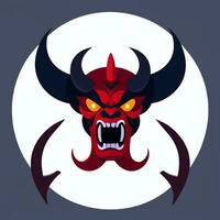 AI generated Demon Icon Avatar Gamer Clip Art Sticker Decoration Simple Background photo