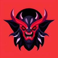 AI generated Demon Icon Avatar Gamer Clip Art Sticker Decoration Simple Background photo