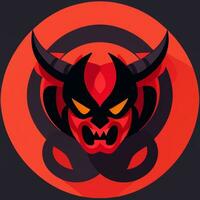 AI generated Demon Icon Avatar Gamer Clip Art Sticker Decoration Simple Background photo