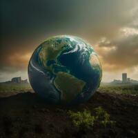 AI generated Earth in the Balance Confronting the Global Warming Challenge photo