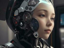 AI generated AI Ethics Woman Robot Face Next Generation photo