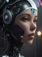 AI generated AI Ethics Woman Robot Face Next Generation photo