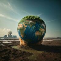 AI generated Climate Change Earth in Danger Earth Image photo