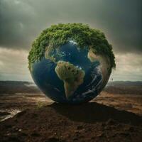 AI generated Climate Change Earth in Danger Earth Image photo