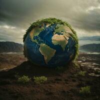 AI generated Climate Change Earth in Danger Earth Image photo