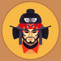 AI generated Samurai Icon Avatar Gamer Clip Art Sticker Decoration Simple Background photo