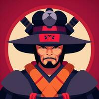 ai generado samurai icono avatar jugador acortar Arte pegatina decoración sencillo antecedentes foto