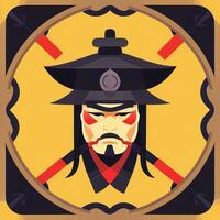 AI generated Samurai Icon Avatar Gamer Clip Art Sticker Decoration Simple Background photo