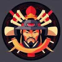 AI generated Samurai Icon Avatar Gamer Clip Art Sticker Decoration Simple Background photo