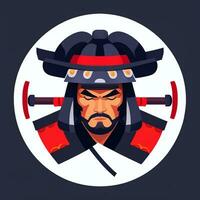 AI generated Samurai Icon Avatar Gamer Clip Art Sticker Decoration Simple Background photo