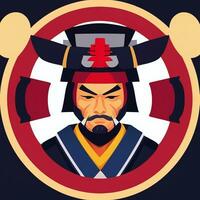 AI generated Samurai Icon Avatar Gamer Clip Art Sticker Decoration Simple Background photo