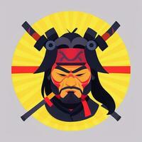 AI generated Samurai Icon Avatar Gamer Clip Art Sticker Decoration Simple Background photo