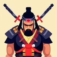 AI generated Samurai Icon Avatar Gamer Clip Art Sticker Decoration Simple Background photo