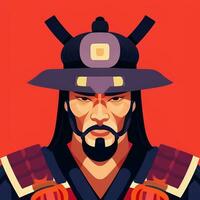 ai generado samurai icono avatar jugador acortar Arte pegatina decoración sencillo antecedentes foto