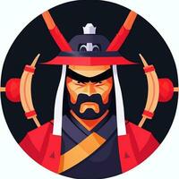 AI generated Samurai Icon Avatar Gamer Clip Art Sticker Decoration Simple Background photo