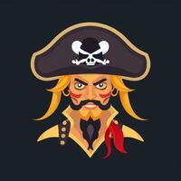 ai generado pirata icono avatar jugador acortar Arte pegatina decoración sencillo antecedentes foto