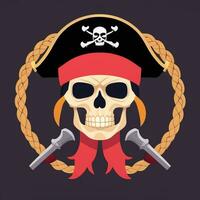 AI generated Pirate Icon Avatar Gamer Clip Art Sticker Decoration Simple Background photo