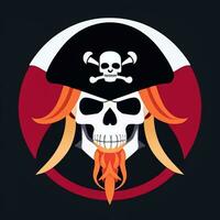 ai generado pirata icono avatar jugador acortar Arte pegatina decoración sencillo antecedentes foto