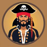 ai generado pirata icono avatar jugador acortar Arte pegatina decoración sencillo antecedentes foto