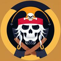 AI generated Pirate Icon Avatar Gamer Clip Art Sticker Decoration Simple Background photo