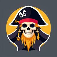 AI generated Pirate Icon Avatar Gamer Clip Art Sticker Decoration Simple Background photo