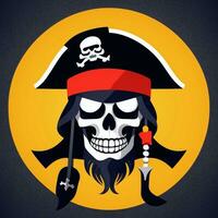 ai generado pirata icono avatar jugador acortar Arte pegatina decoración sencillo antecedentes foto