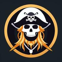 AI generated Pirate Icon Avatar Gamer Clip Art Sticker Decoration Simple Background photo