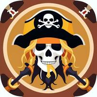 AI generated Pirate Icon Avatar Gamer Clip Art Sticker Decoration Simple Background photo