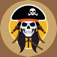 ai generado pirata icono avatar jugador acortar Arte pegatina decoración sencillo antecedentes foto