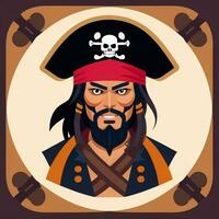 AI generated Pirate Icon Avatar Gamer Clip Art Sticker Decoration Simple Background photo