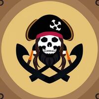 AI generated Pirate Icon Avatar Gamer Clip Art Sticker Decoration Simple Background photo