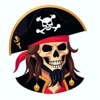 AI generated Pirate Icon Avatar Gamer Clip Art Sticker Decoration Simple Background photo