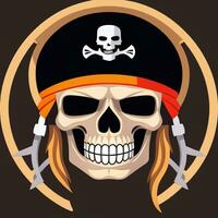 AI generated Pirate Icon Avatar Gamer Clip Art Sticker Decoration Simple Background photo