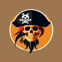 ai generado pirata icono avatar jugador acortar Arte pegatina decoración sencillo antecedentes foto