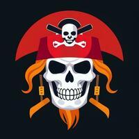 AI generated Pirate Icon Avatar Gamer Clip Art Sticker Decoration Simple Background photo