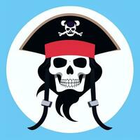 ai generado pirata icono avatar jugador acortar Arte pegatina decoración sencillo antecedentes foto